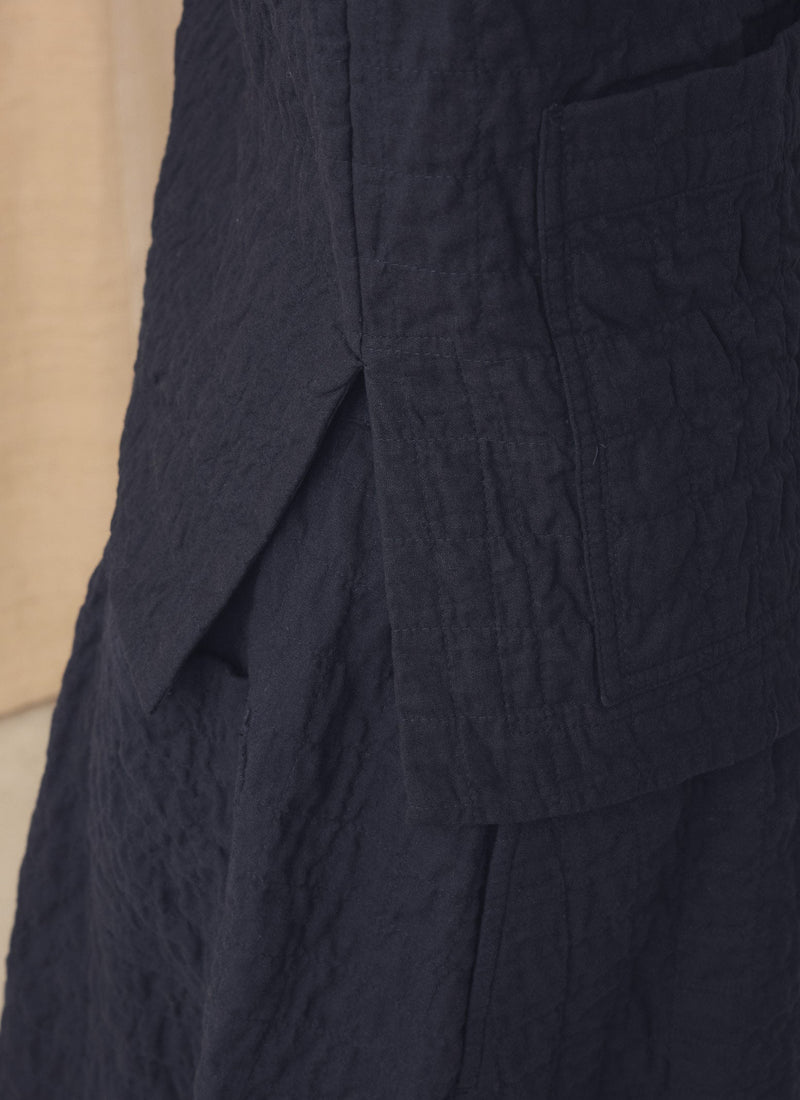 Quilted Cotton Sleeveless Jacket | Indigo Blue