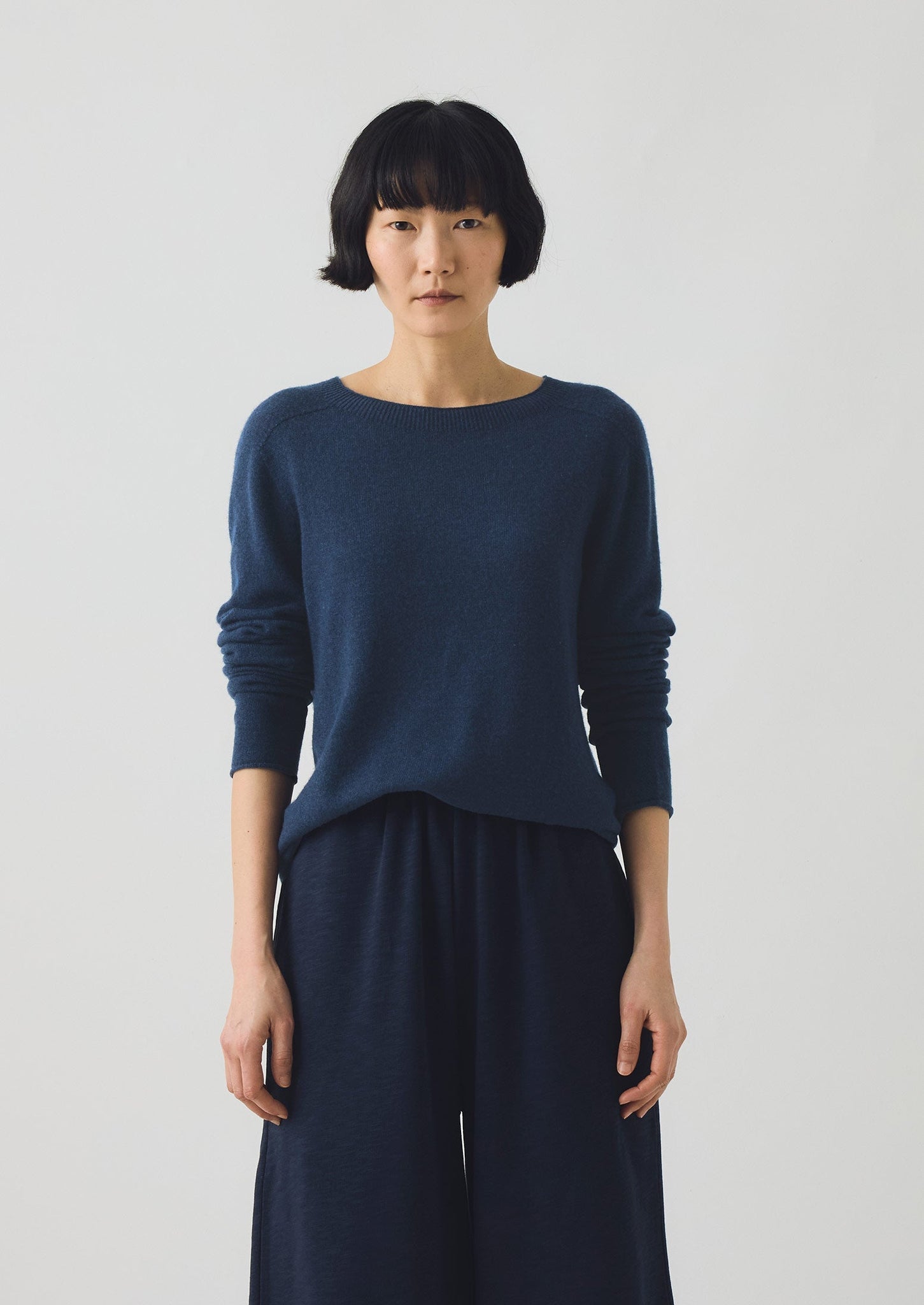 Wool Cashmere Neat Sweater | Midnight