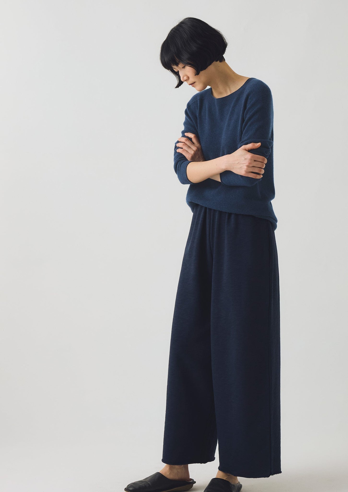 Wool Cashmere Neat Sweater | Midnight