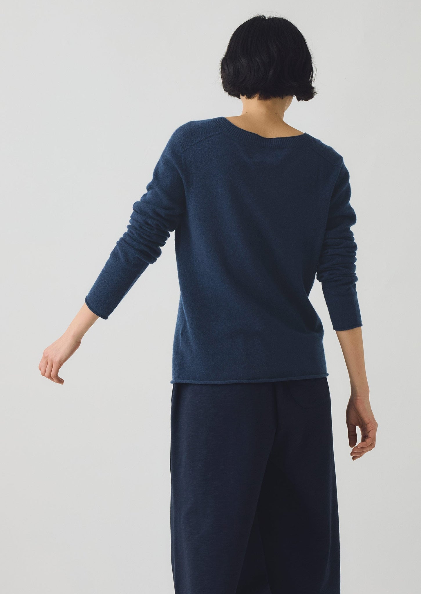 Wool Cashmere Neat Sweater | Midnight