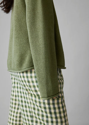 Cotton Linen Easy Sweater | Garden Green