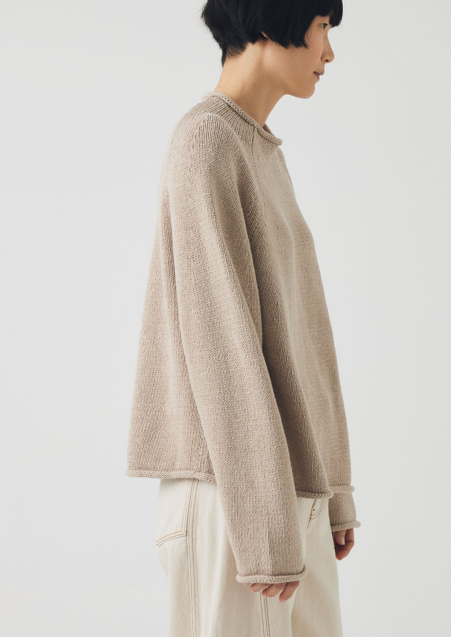 Organic Cotton Linen Easy Sweater | Parchment