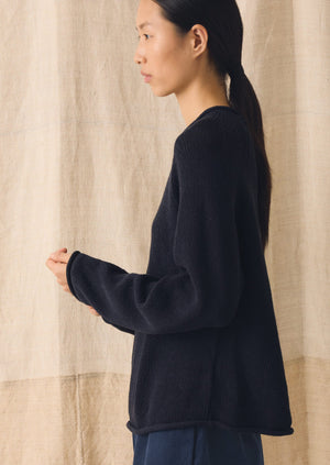 Organic Cotton Linen Easy Sweater | Dark Navy | TOAST