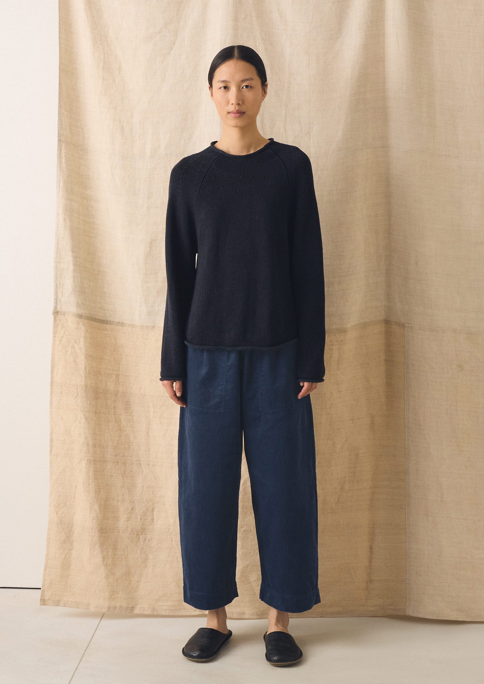 Organic Cotton Linen Easy Sweater | Dark Navy | TOAST