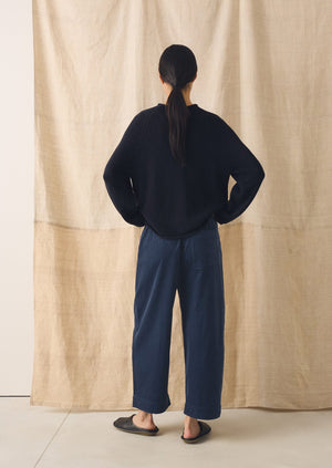 Organic Cotton Linen Easy Sweater | Dark Navy | TOAST