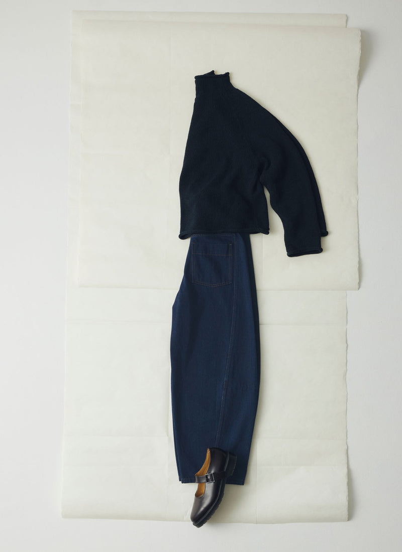 Organic Cotton Linen Easy Sweater | Dark Navy