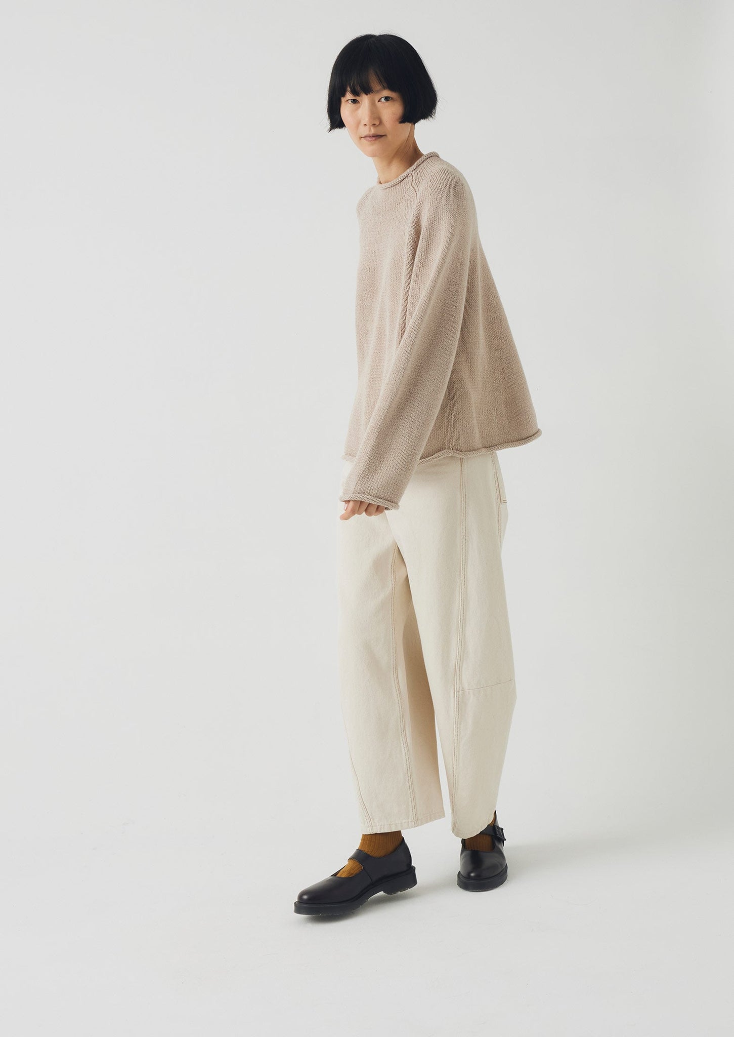 Organic Cotton Linen Easy Sweater | Parchment