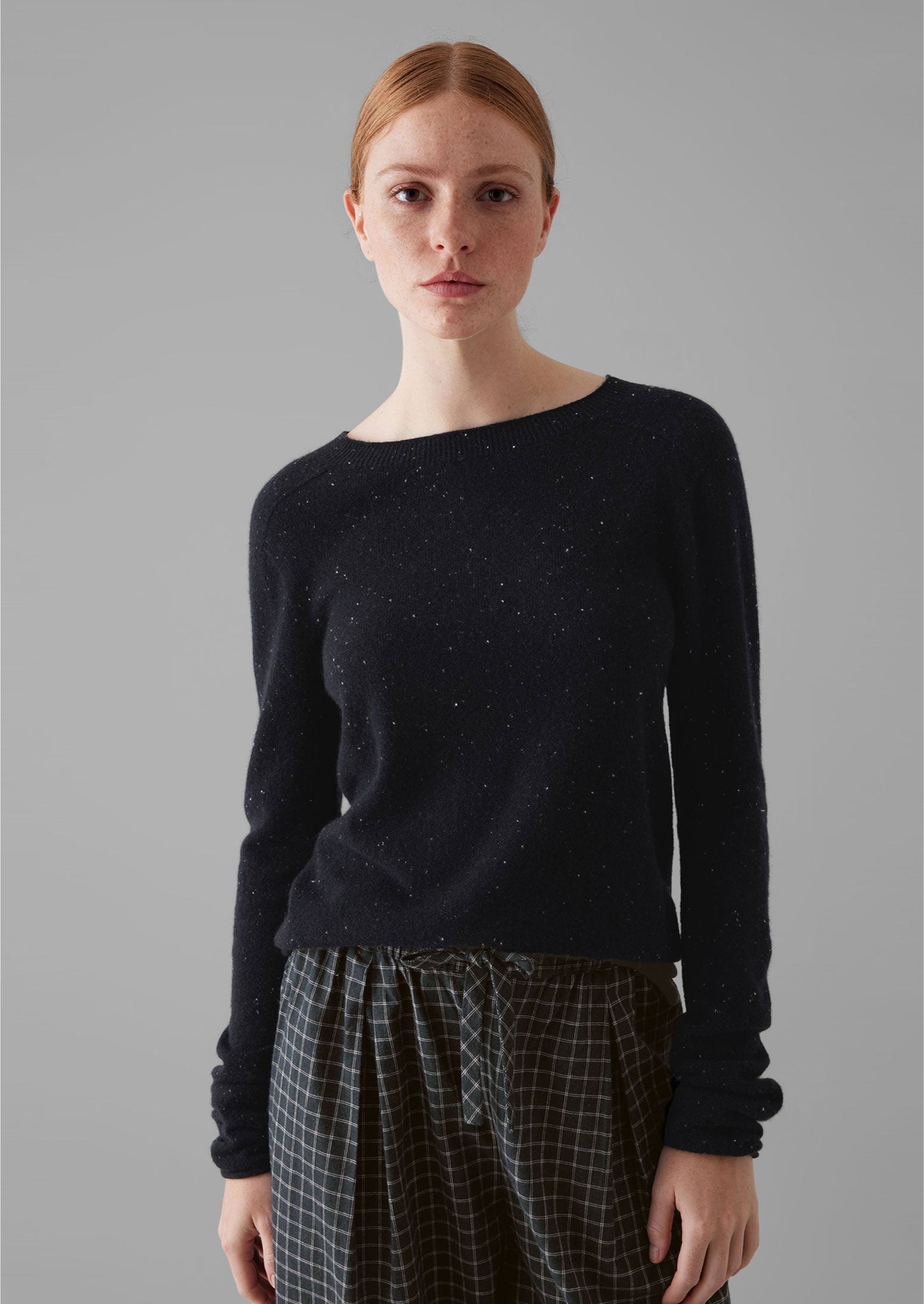 Wool Cashmere Neat Sweater | Night Sky