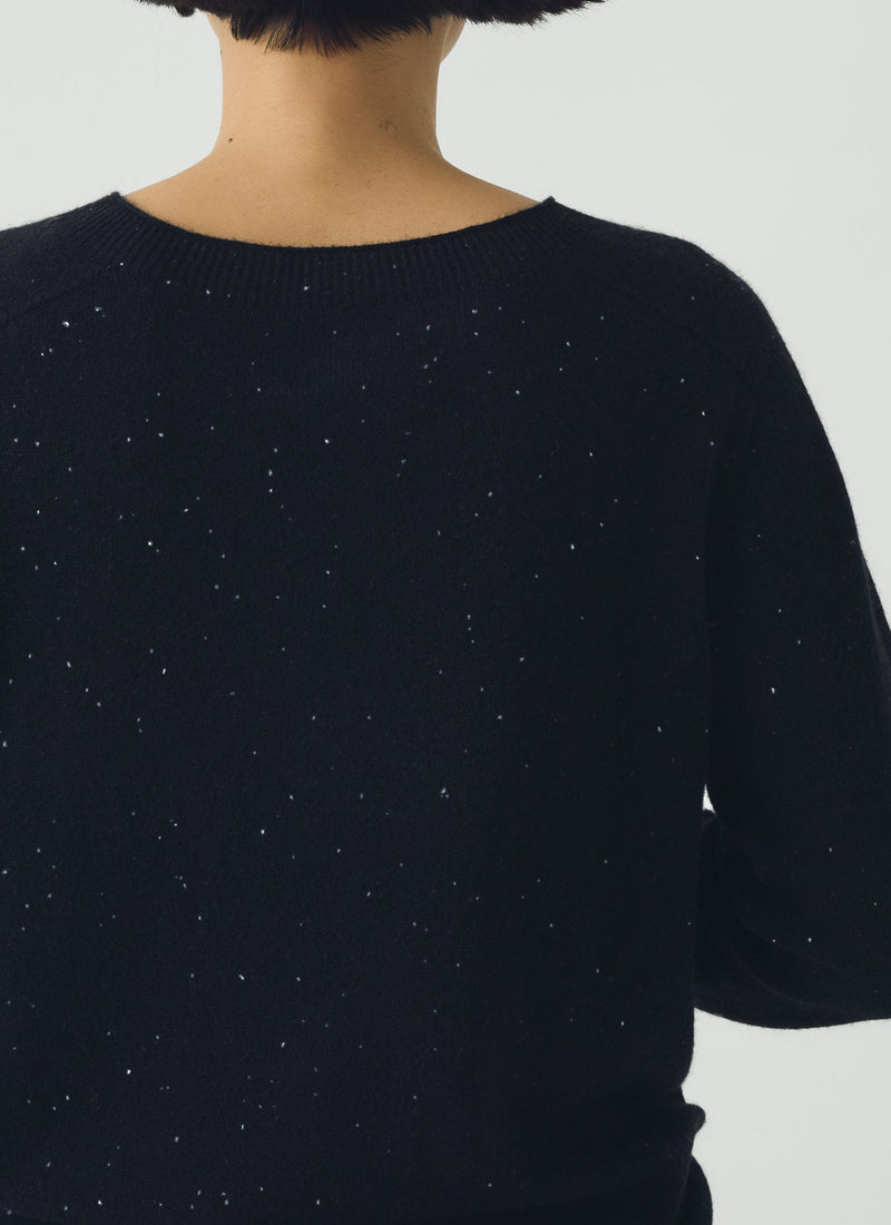 Wool Cashmere Neat Sweater | Night Sky