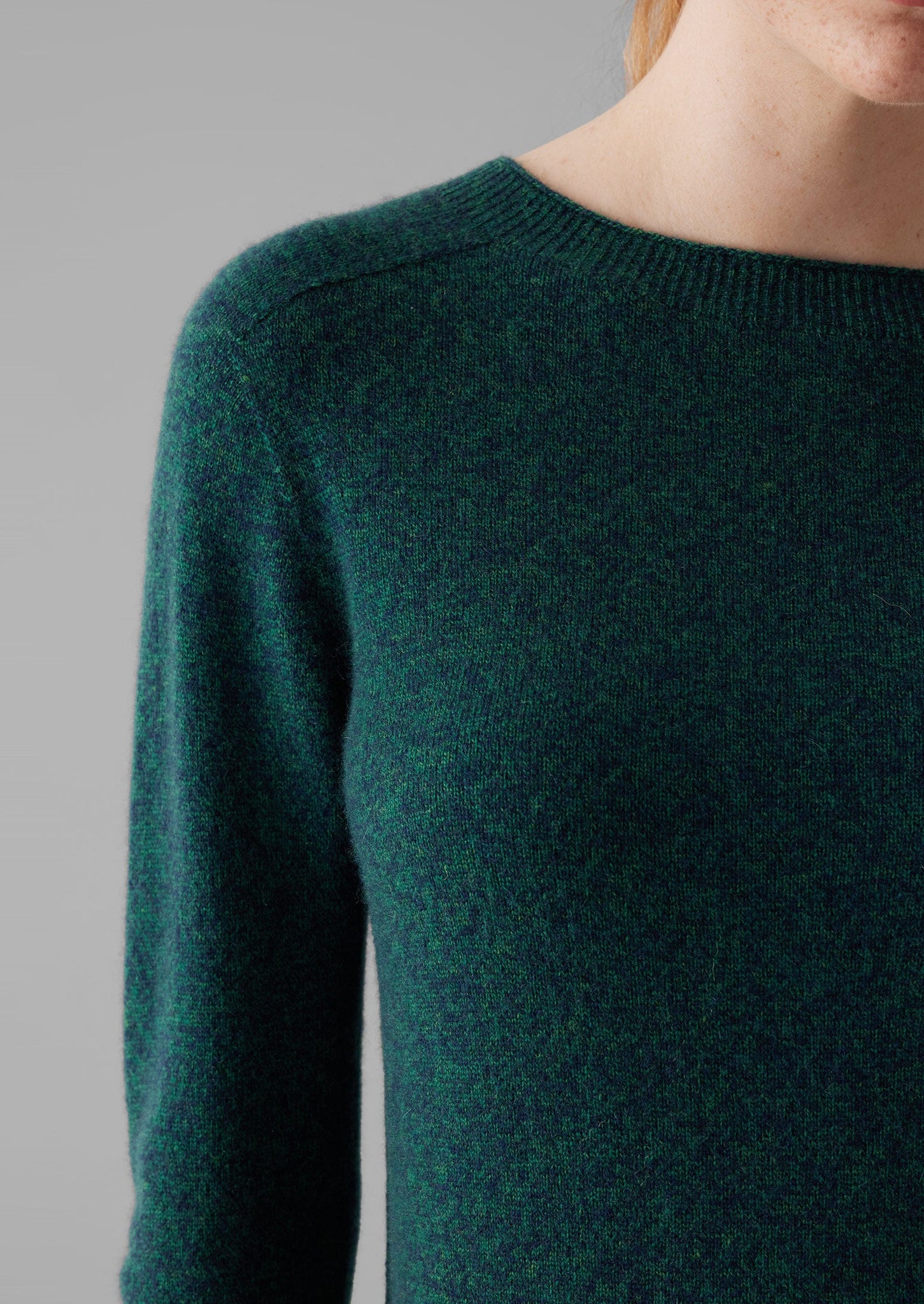 Wool Cashmere Neat Sweater | Forest Marl