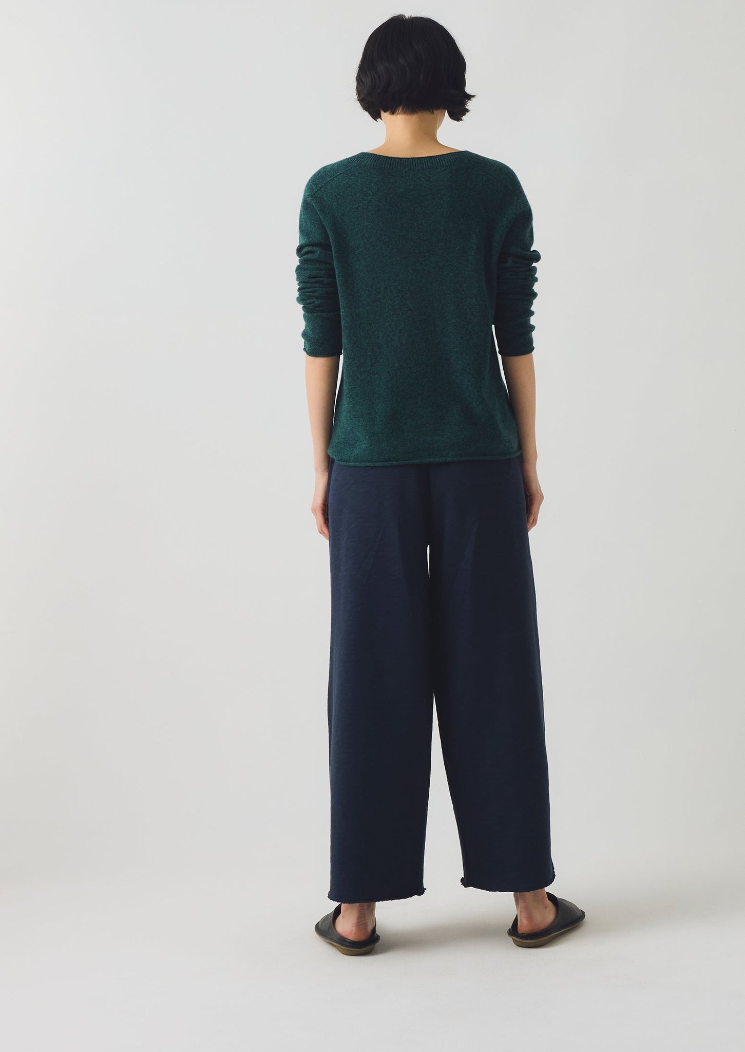 Wool Cashmere Neat Sweater | Forest Marl