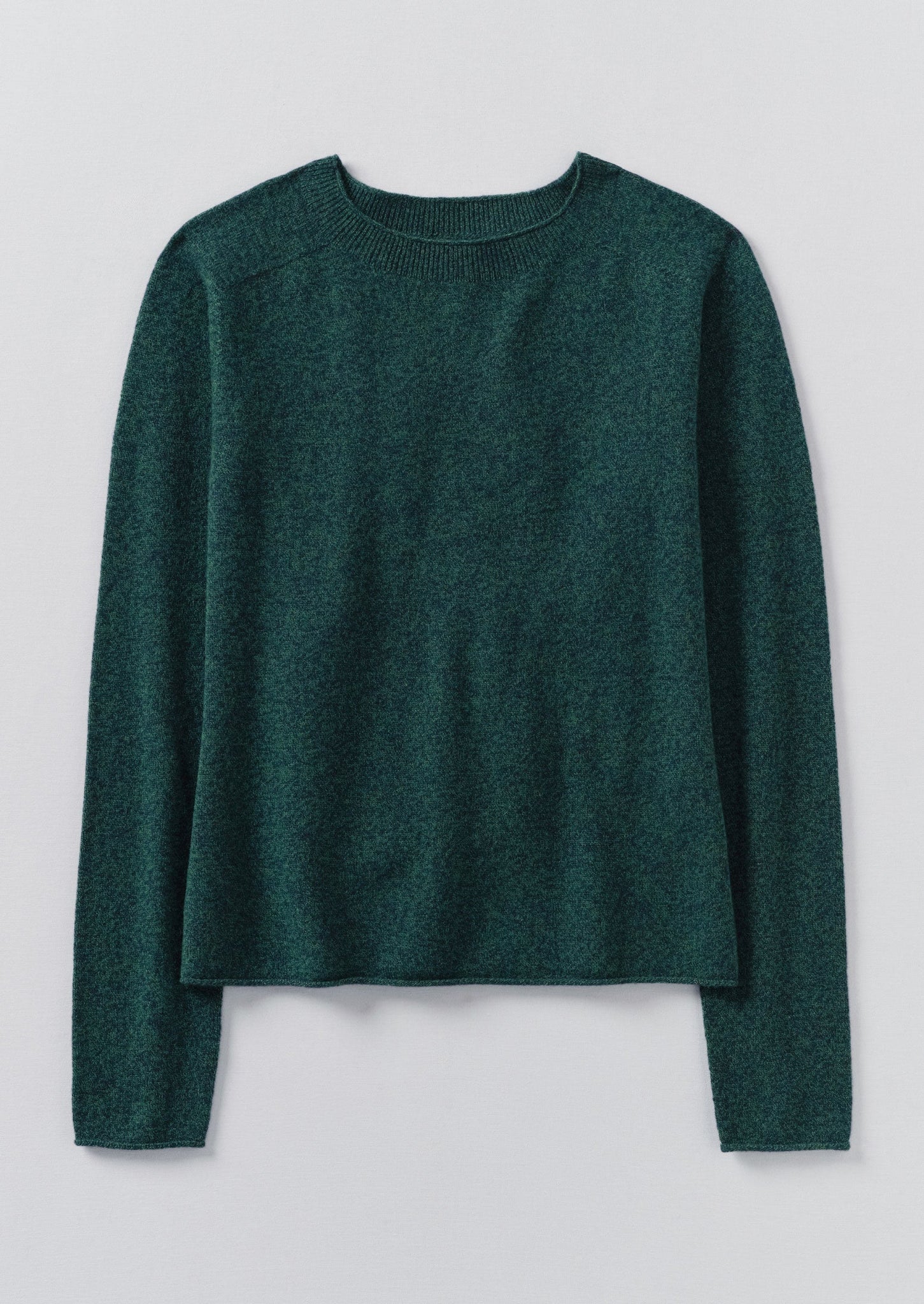 Wool Cashmere Neat Sweater | Forest Marl
