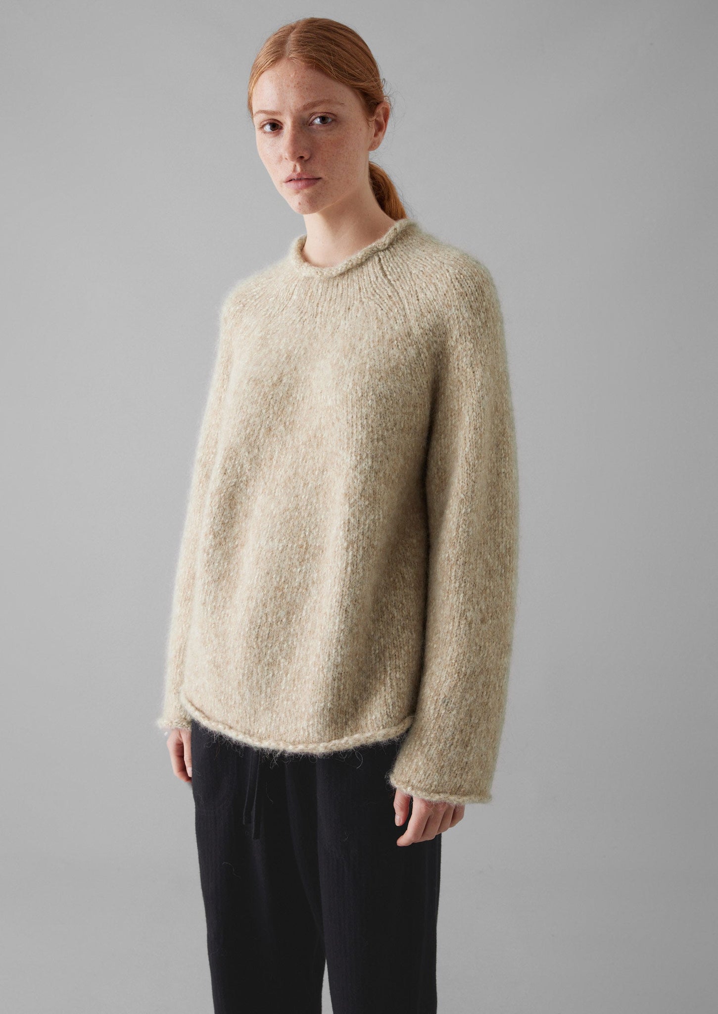 Textured Cotton Alpaca Sweater | Moonstone