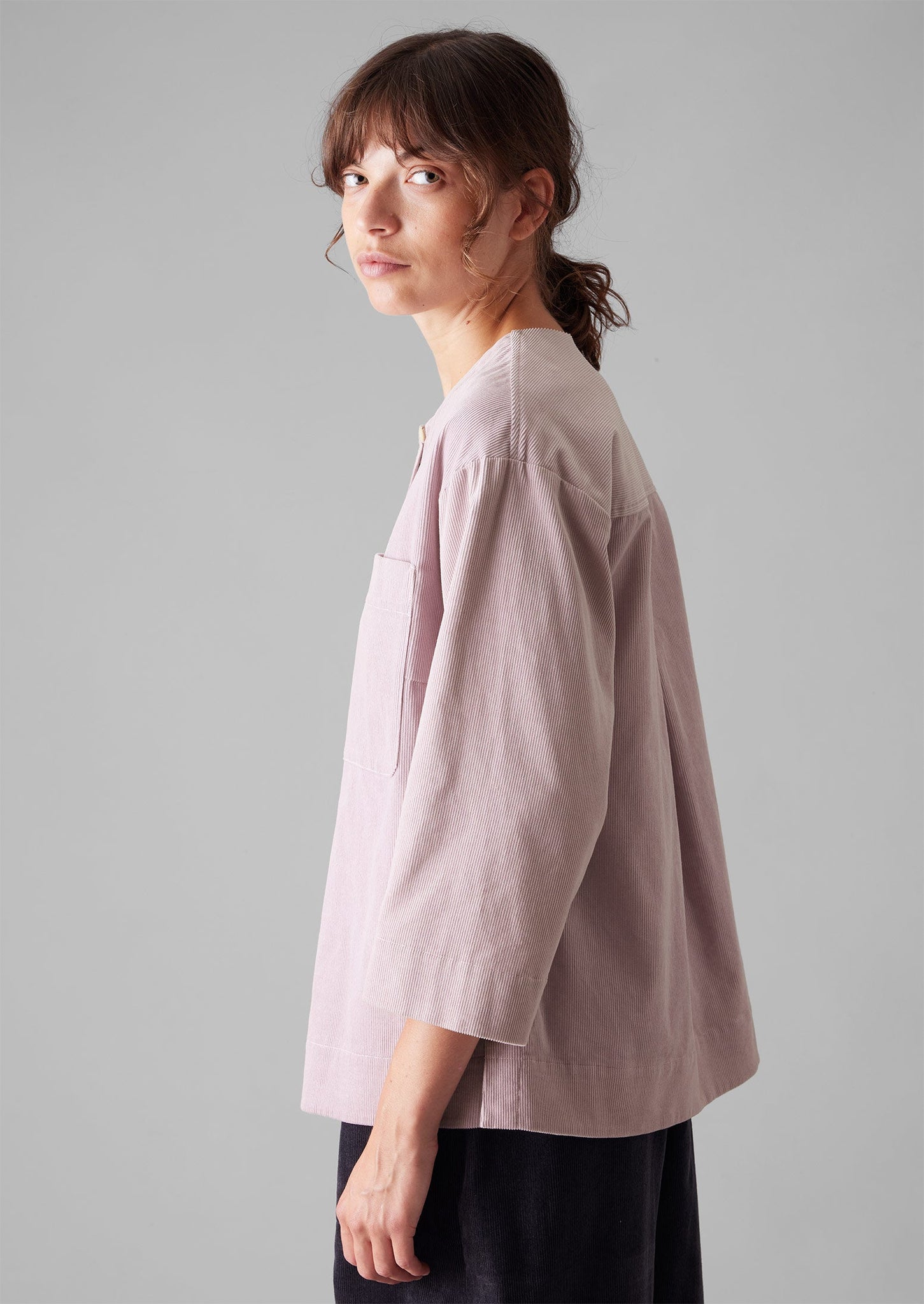 Organic Cord Patch Pocket Shirt | Wood Lilac