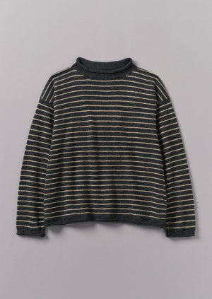 Stripe Alpaca Wool Sweater | Charcoal/Oatmeal