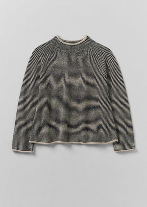 Stripe Linen Cotton Sweater | Navy/Putty | TOAST