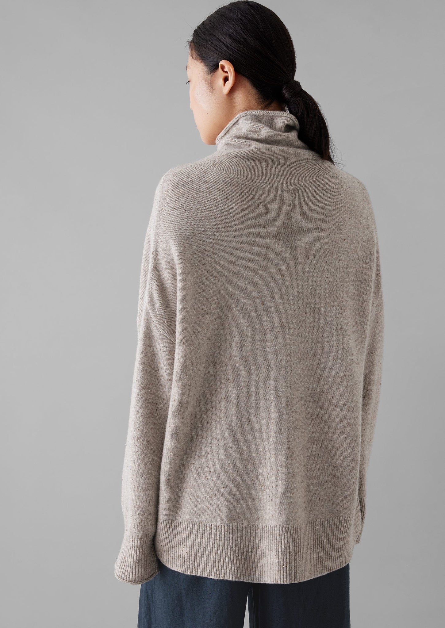 Roll Neck Wool Cashmere Sweater | Oatmeal