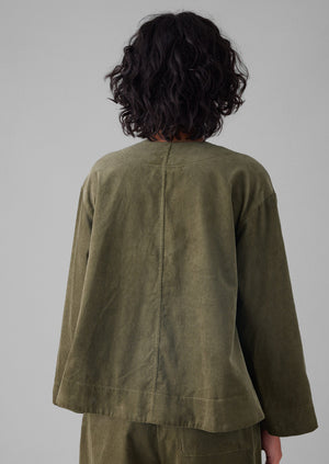 Organic Cord Button Front Shirt | Pear