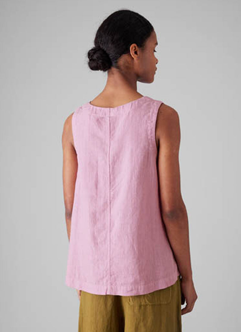 Garment Dyed Linen V-Neck Tank | Washed Berry