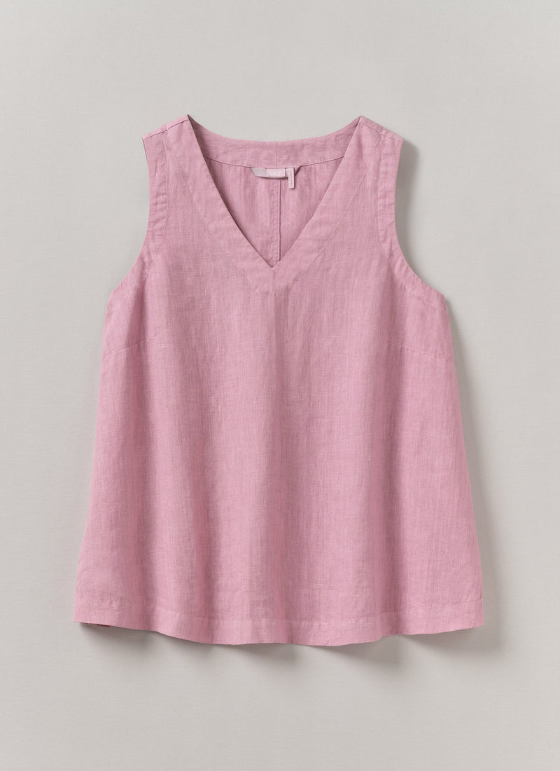 Garment Dyed Linen V-Neck Tank | Washed Berry