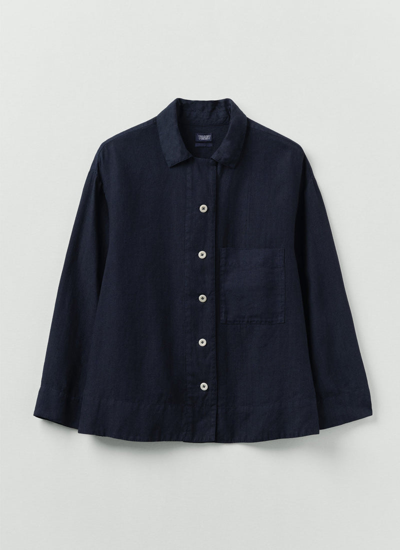 Garment Dyed Linen Shirt | Midnight