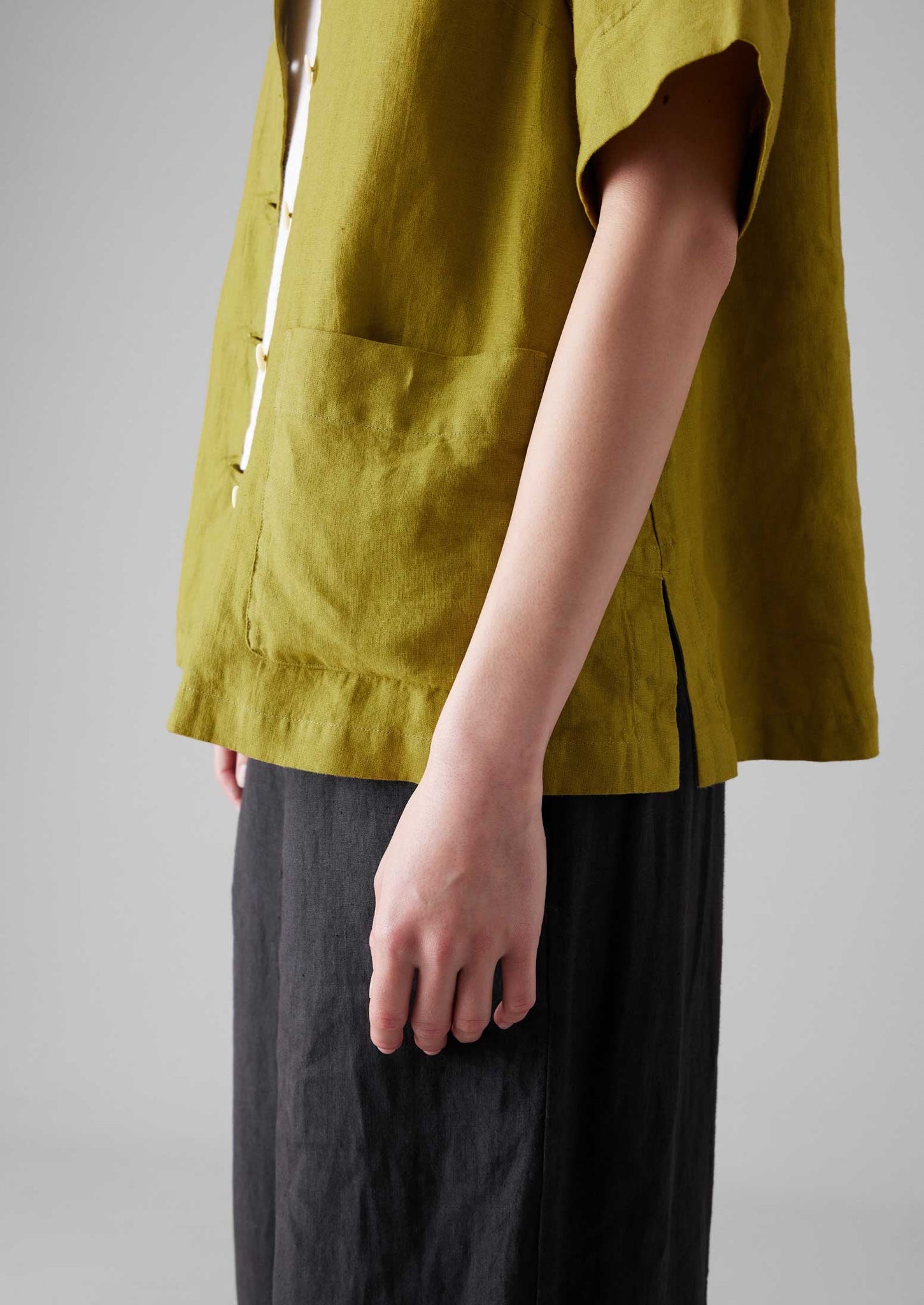 Garment Dyed Linen Boxy Shirt | Olivine