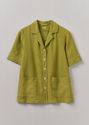 Garment Dyed Linen Boxy Shirt | Olivine