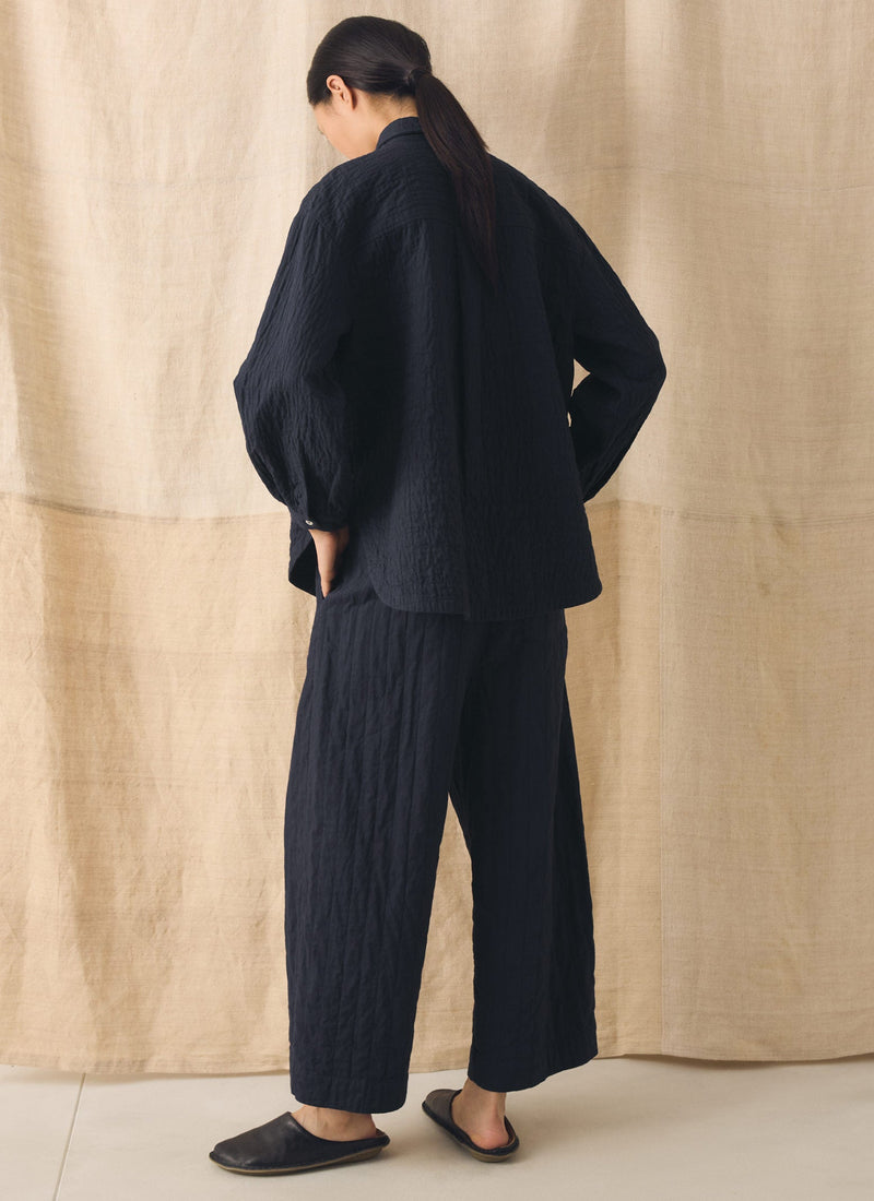 Quilted Cotton Shirt | Indigo Blue
