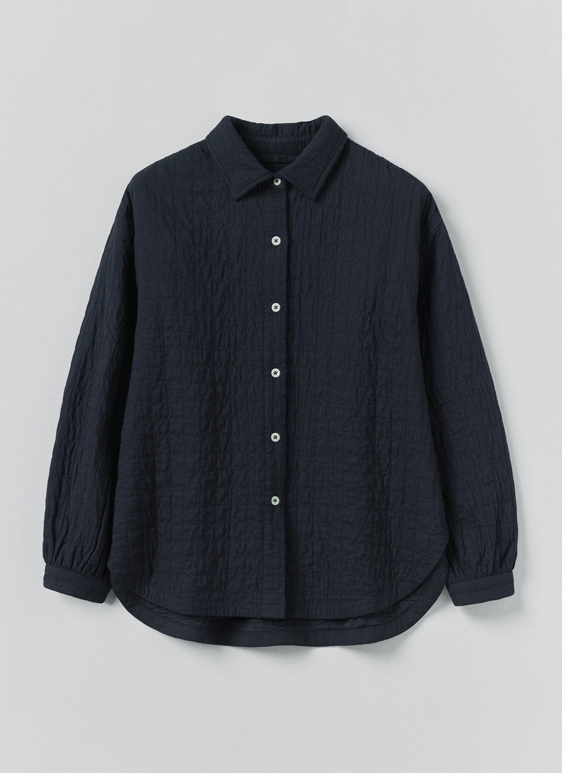 Quilted Cotton Shirt | Indigo Blue