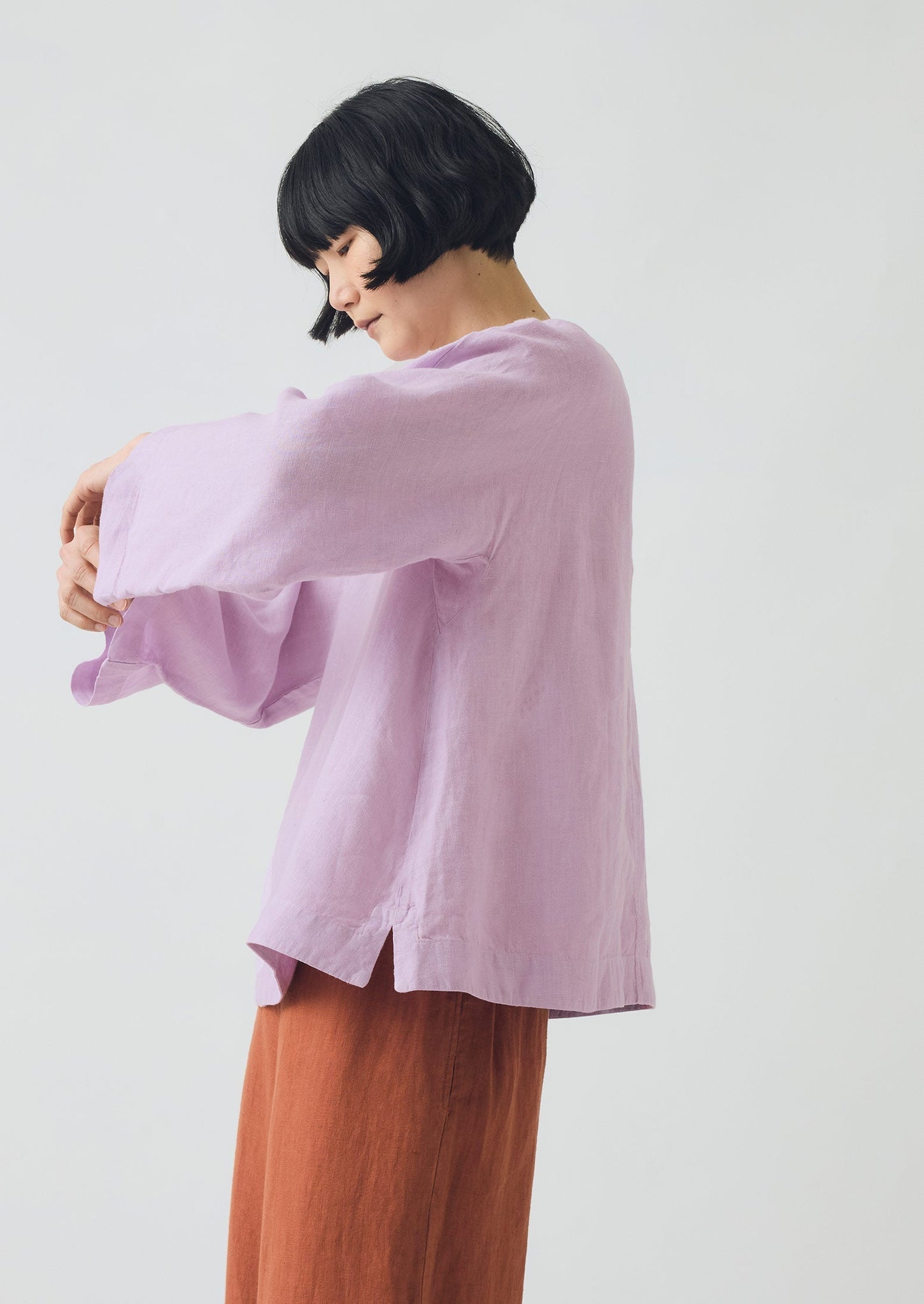 Garment Dyed Linen Top | Lilac