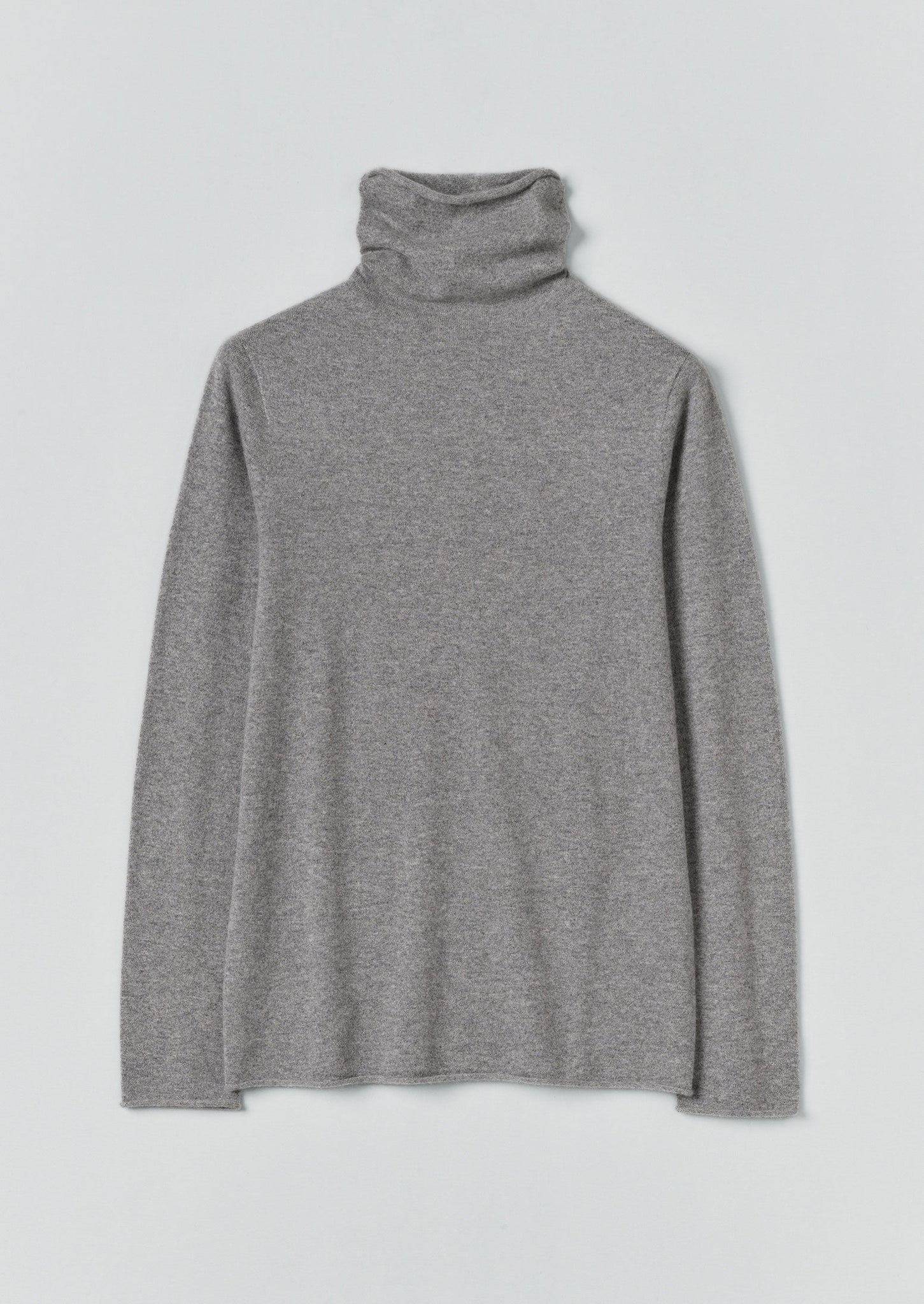 Pure Cashmere Slim High Neck Sweater | Grey Melange