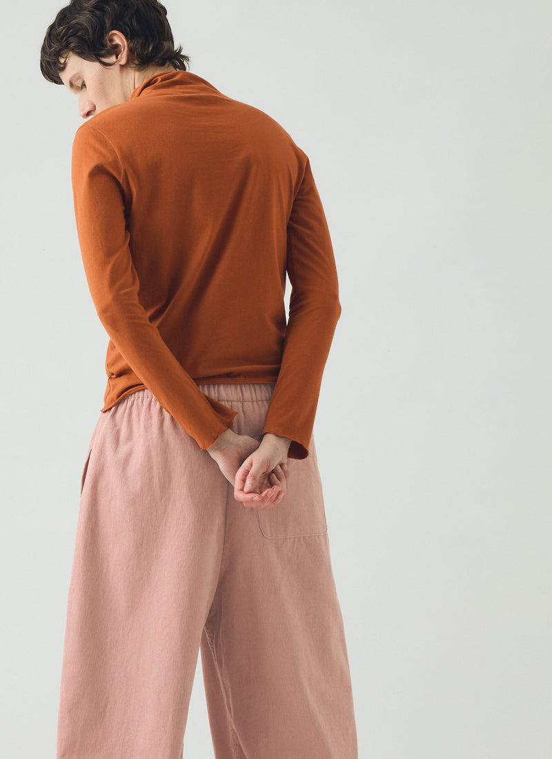 High Neck Soft Cotton Tee | Burnt Sienna