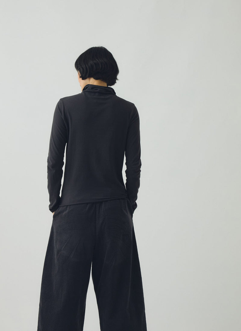 High Neck Soft Cotton Tee | Charcoal