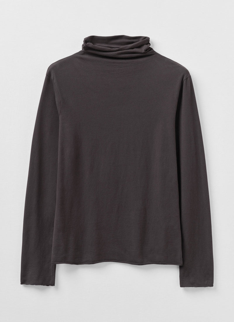 High Neck Soft Cotton Tee | Charcoal