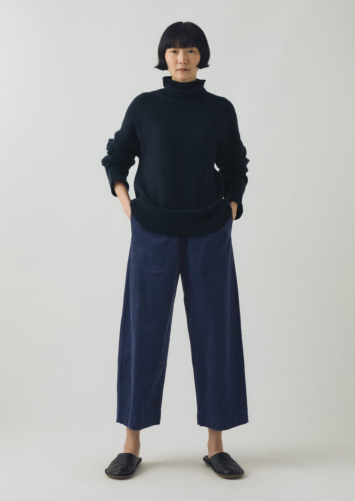 Roll Neck Wool Cashmere Sweater | Ink Blue