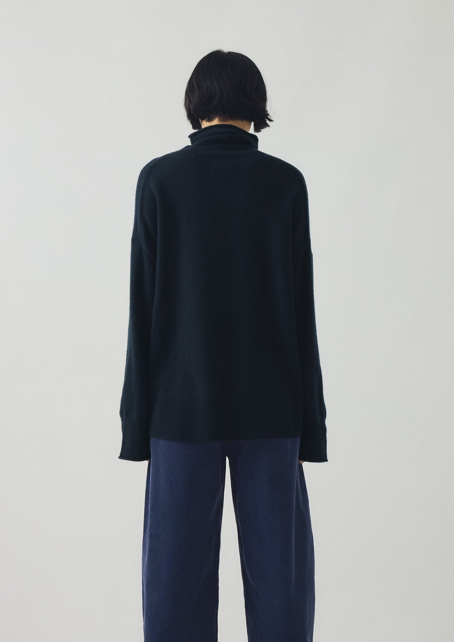 Roll Neck Wool Cashmere Sweater | Ink Blue