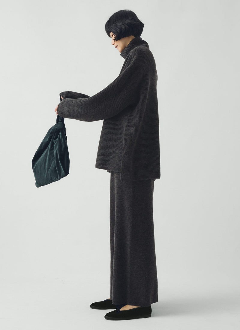 Wool Cashmere Oversized Ribbed Sweater | Charcoal