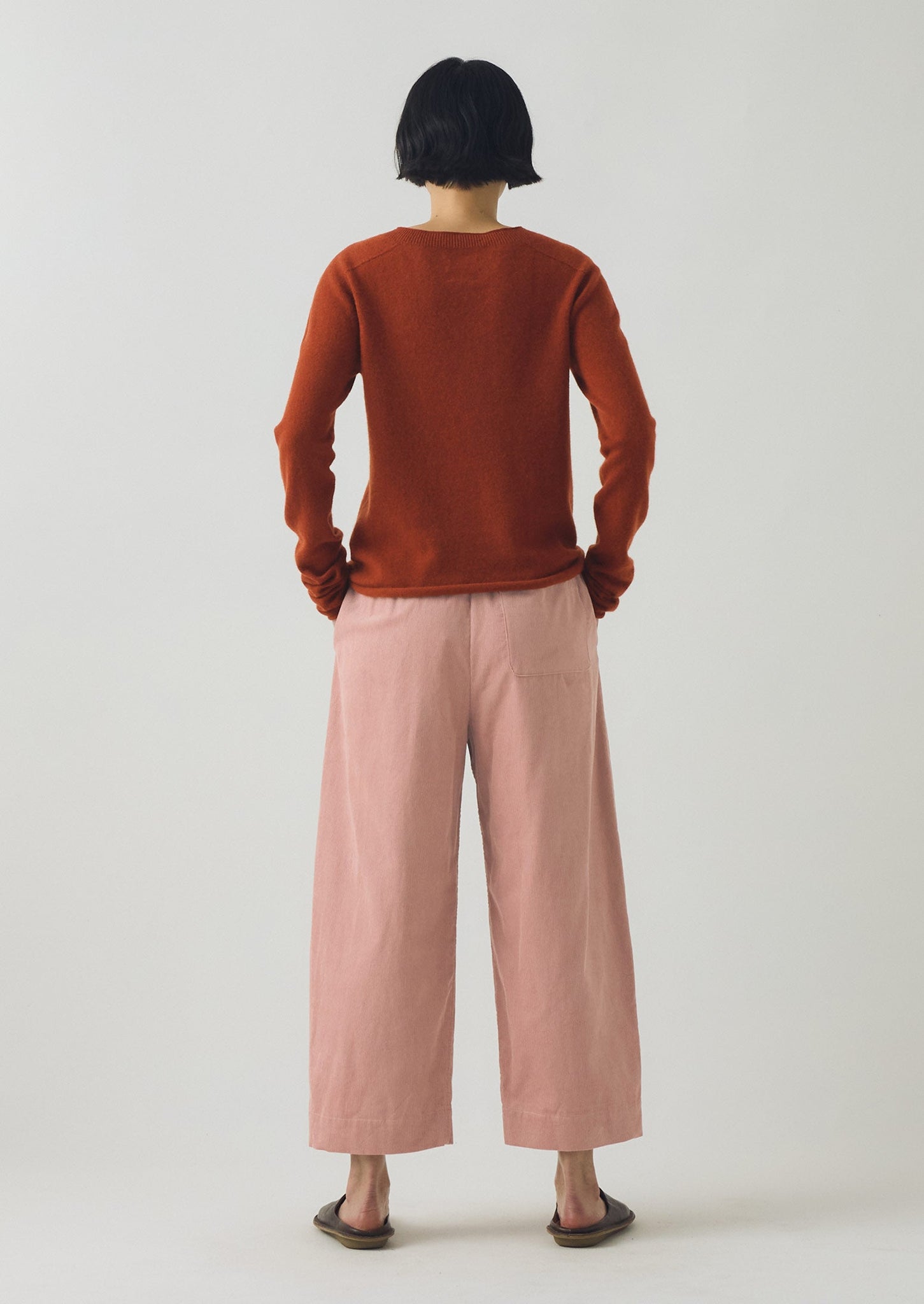 Wool Cashmere Neat Sweater | Burnt Sienna