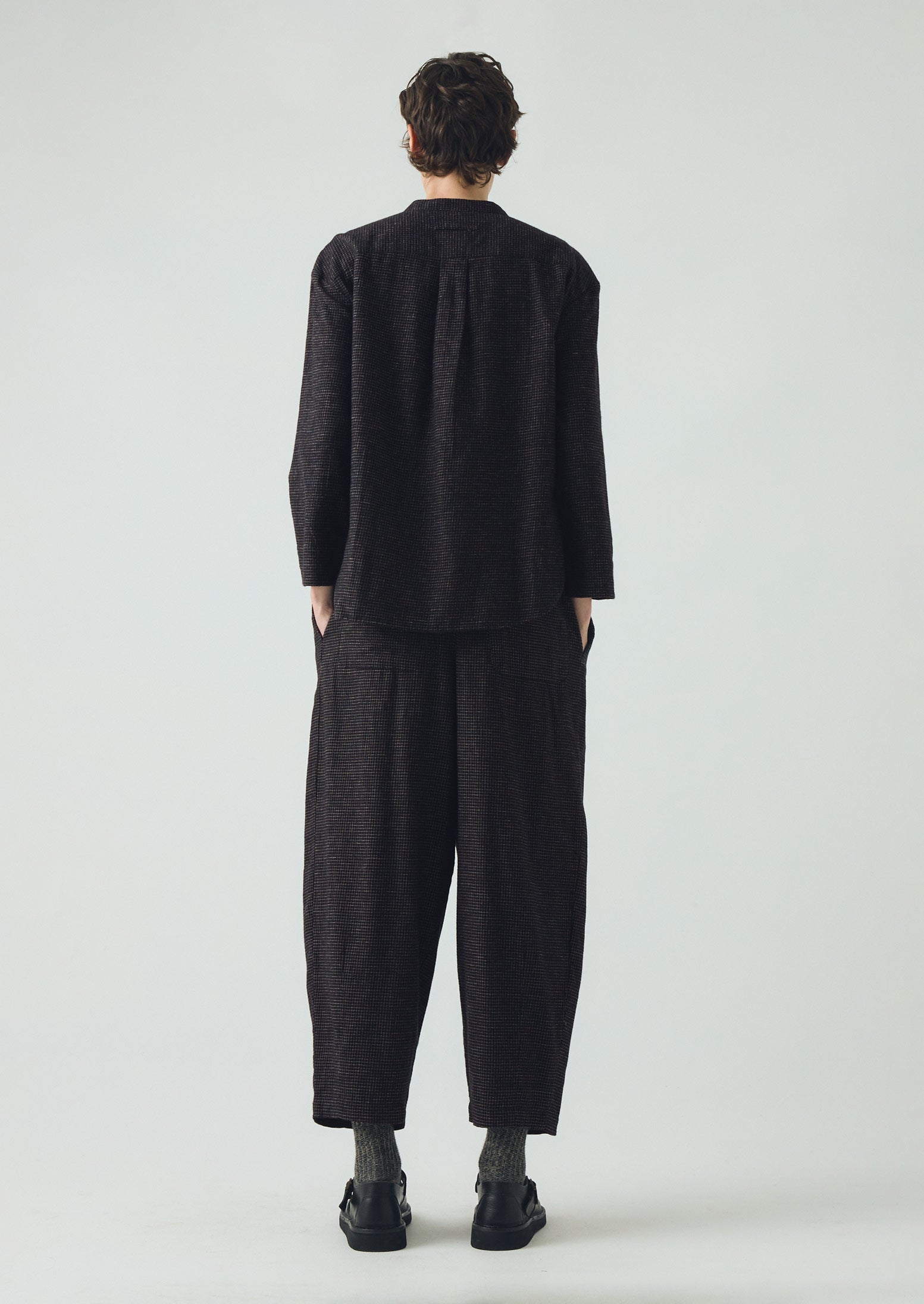 Cotton Cashmere Check Shirt | Black/Ecru | TOAST