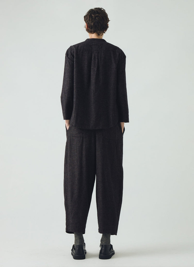 Cotton Cashmere Check Shirt | Black/Ecru