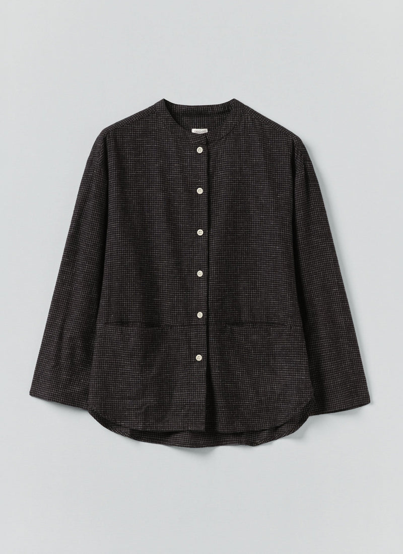 Cotton Cashmere Check Shirt | Black/Ecru