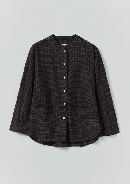 Cotton Cashmere Check Shirt | Black/Ecru | TOAST