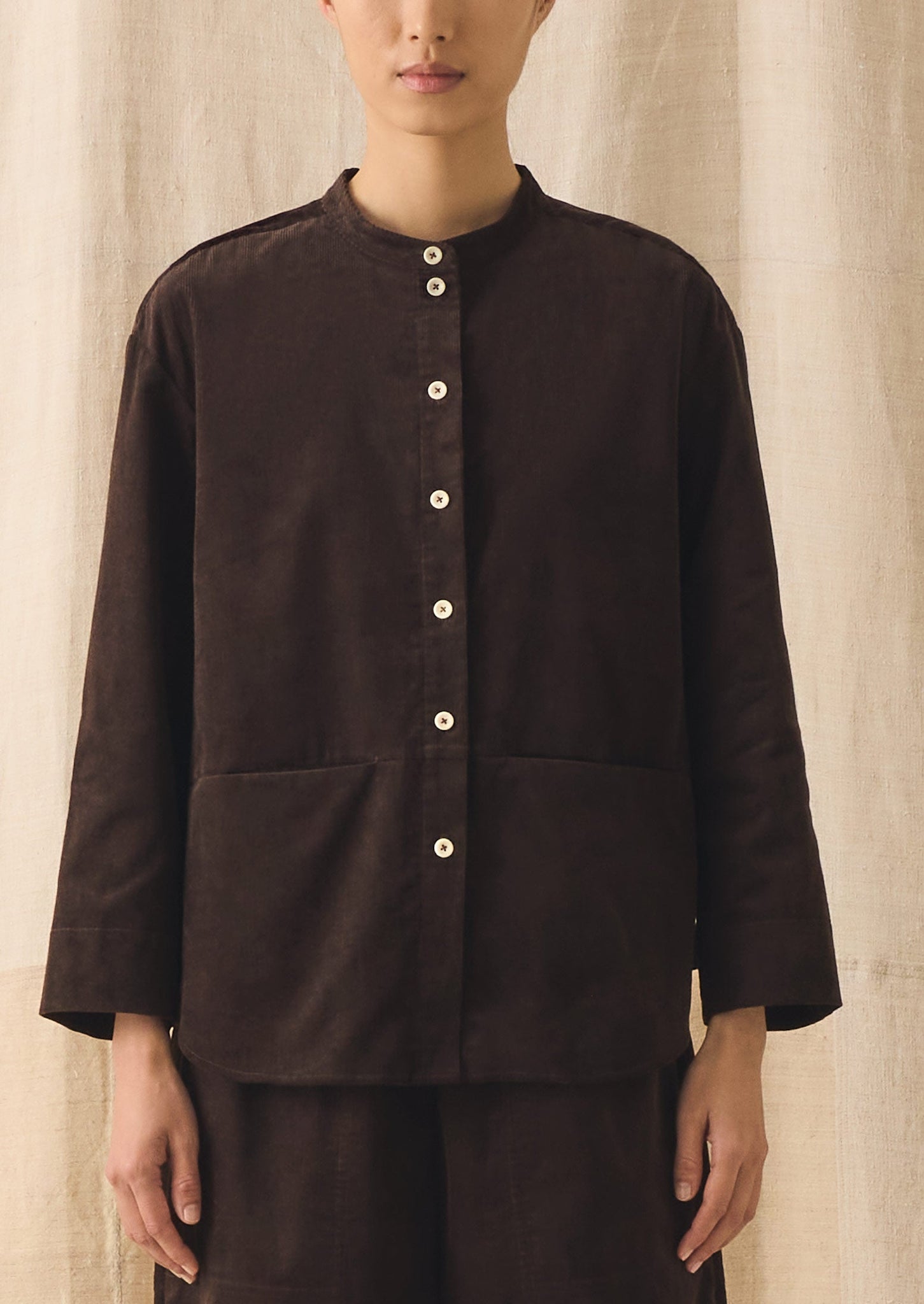 Organic Cord Cotton Shirt | Bitter Chocolate