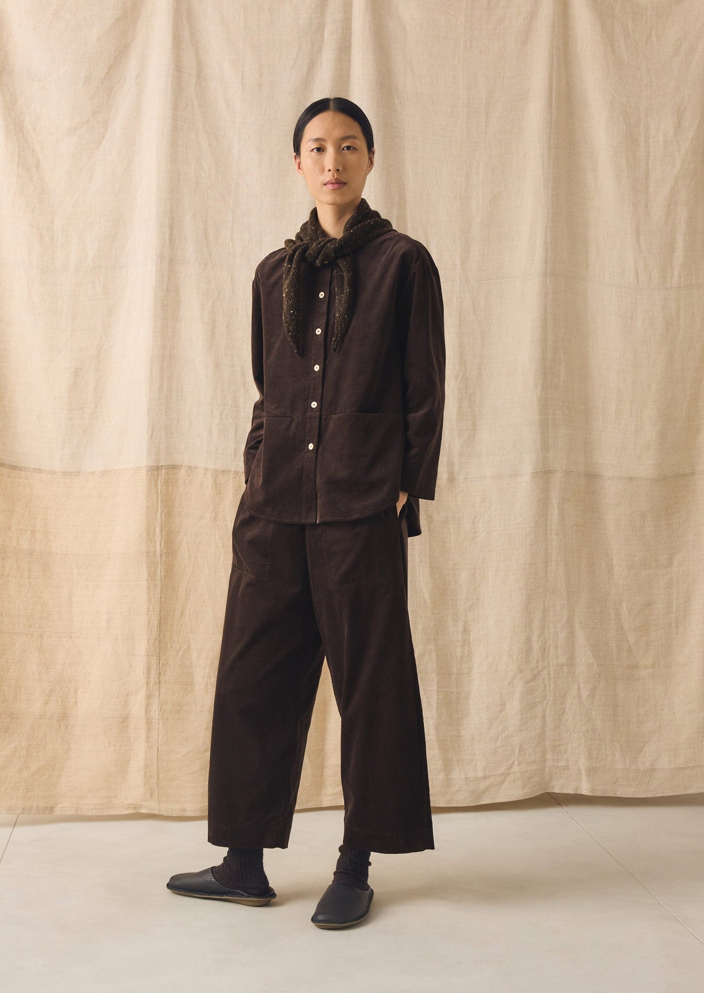 Organic Cord Cotton Shirt | Bitter Chocolate