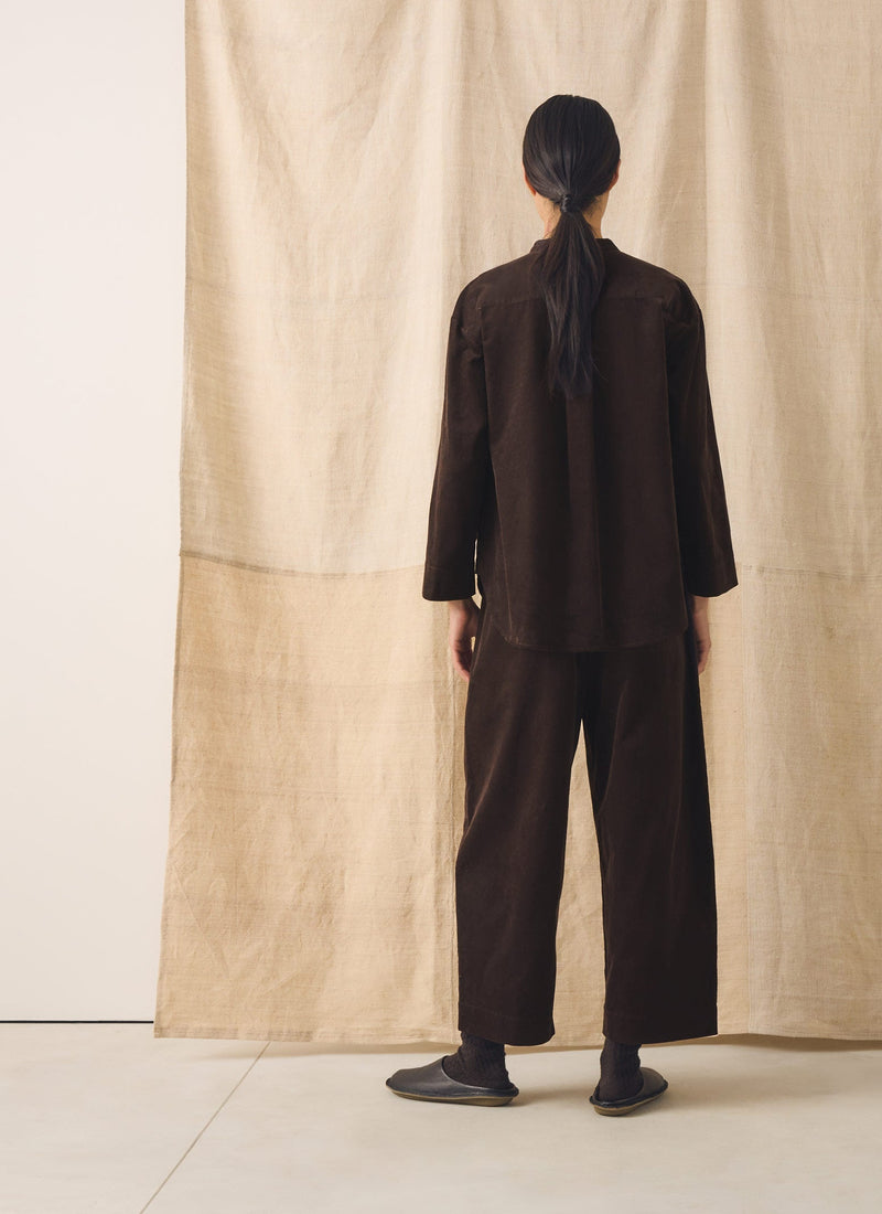 Organic Cord Cotton Shirt | Bitter Chocolate