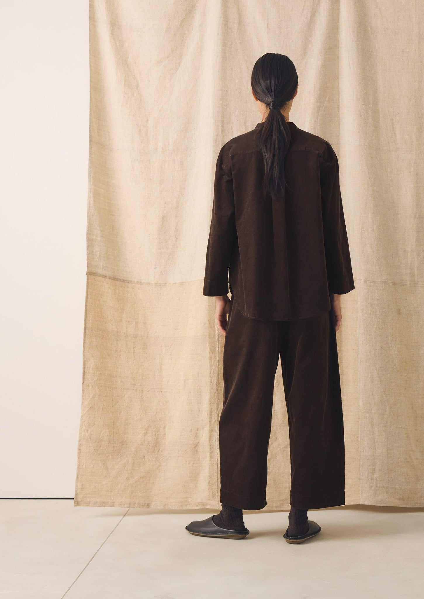 Organic Cord Cotton Shirt | Bitter Chocolate