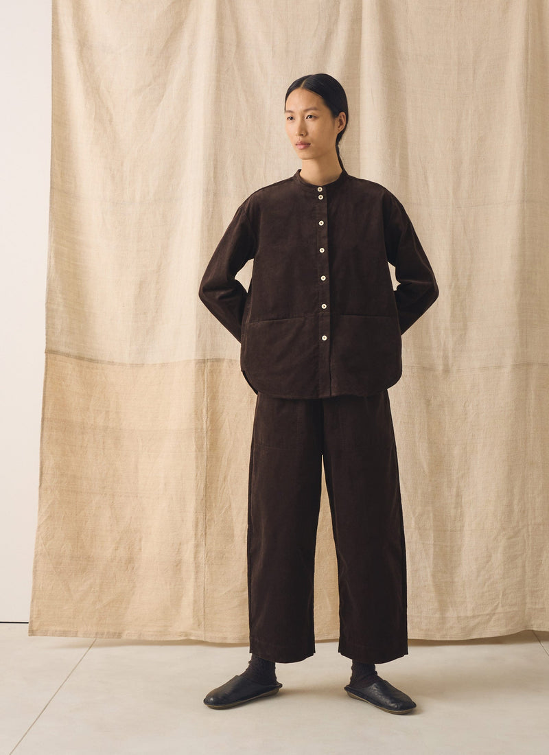 Organic Cord Cotton Shirt | Bitter Chocolate