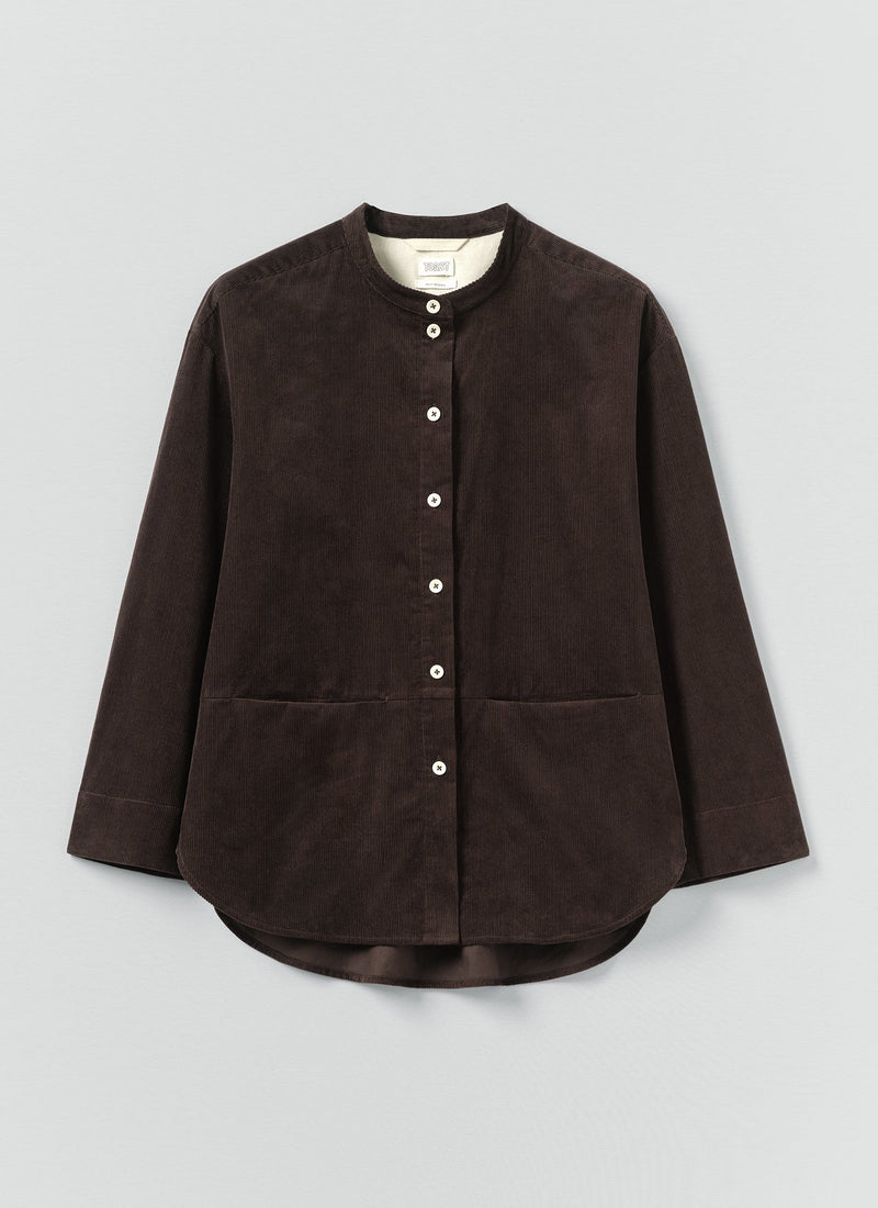 Organic Cord Cotton Shirt | Bitter Chocolate