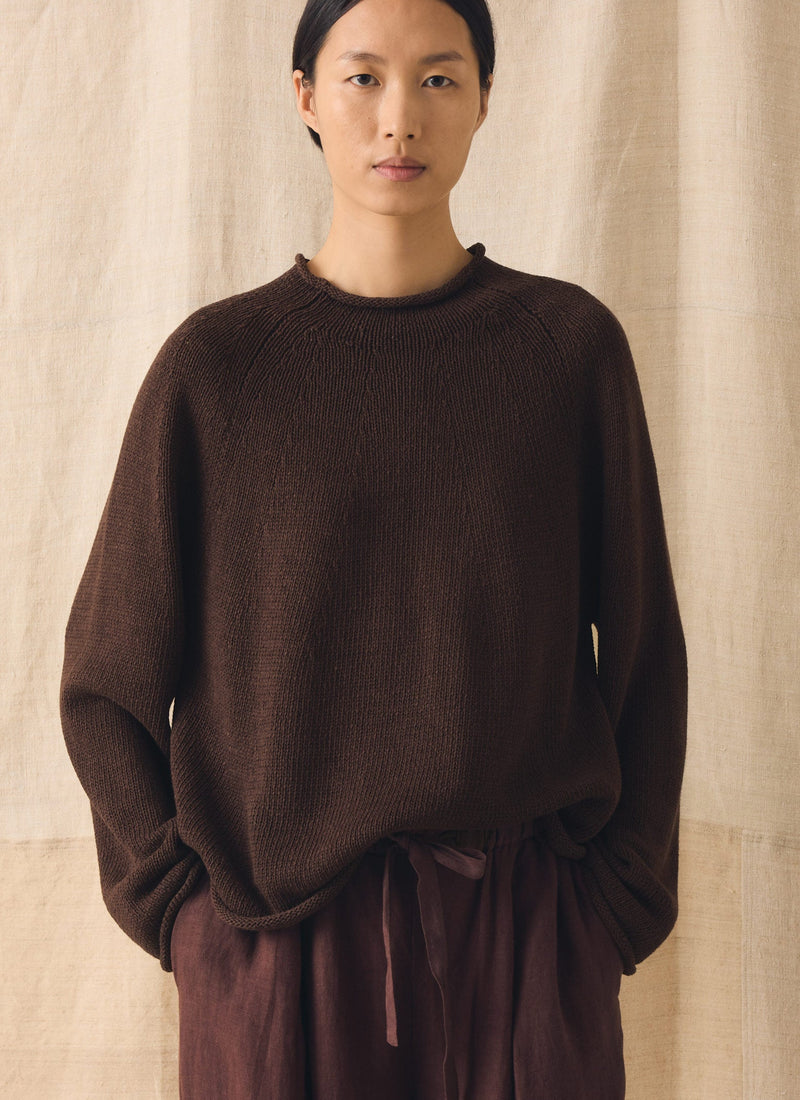 Cotton Linen Easy Sweater | Bitter Chocolate