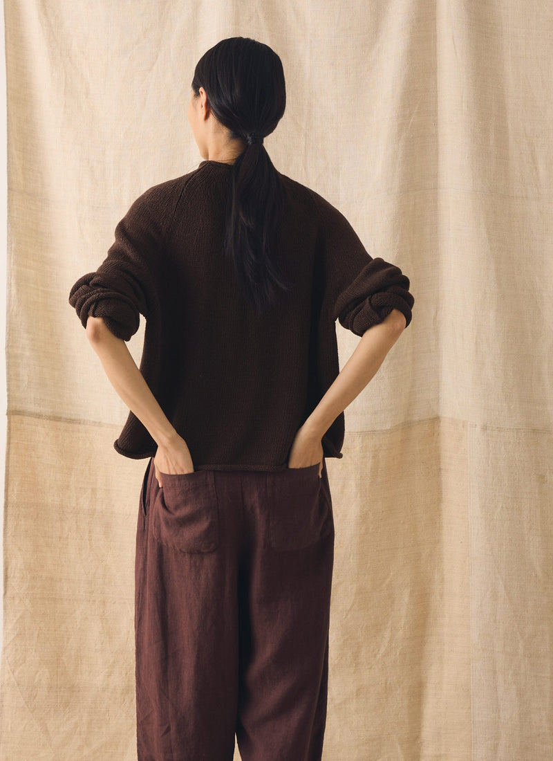 Cotton Linen Easy Sweater | Bitter Chocolate
